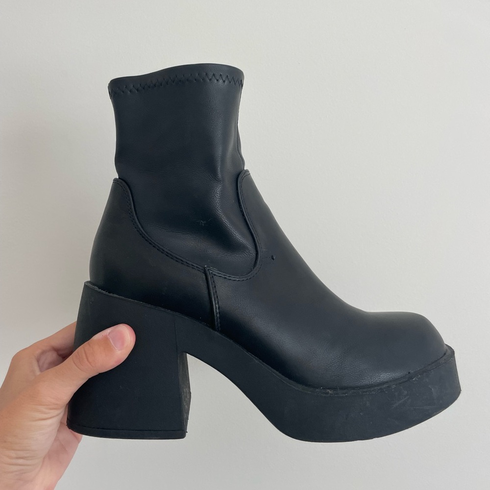 Black Chunky Heel Ankle Boots